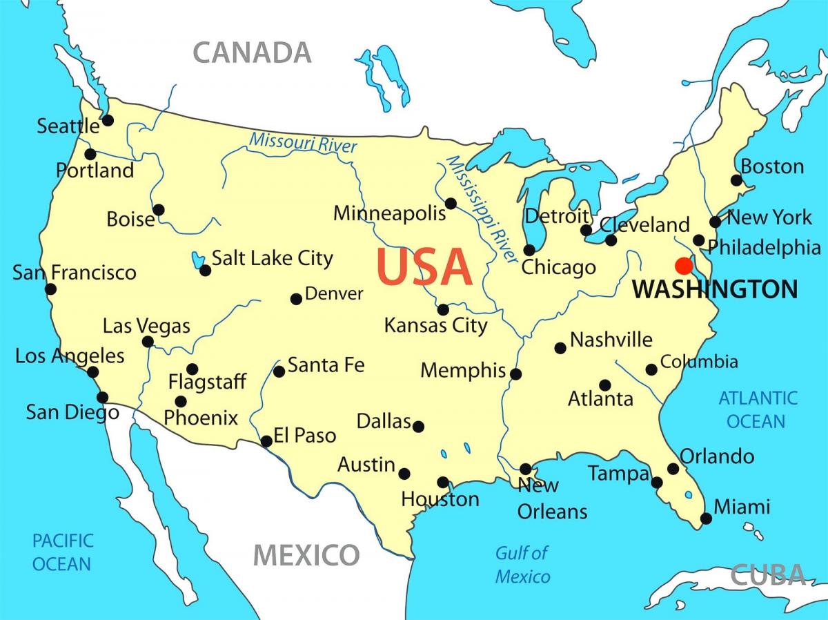 Washington DC on USA map